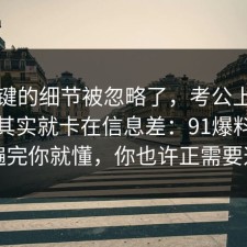 最关键的细节被忽略了，考公上岸的争议其实就卡在信息差：91爆料网捋一遍完你就懂，你也许正需要这句
