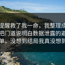 这句提醒救了我一命，我整理成一张清单把门道说明白数据泄露的避坑清单，没想到结局我真没想到
