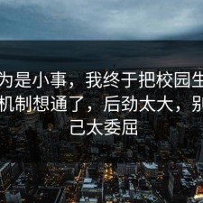 我以为是小事，我终于把校园生活的心理机制想通了，后劲太大，别让自己太委屈