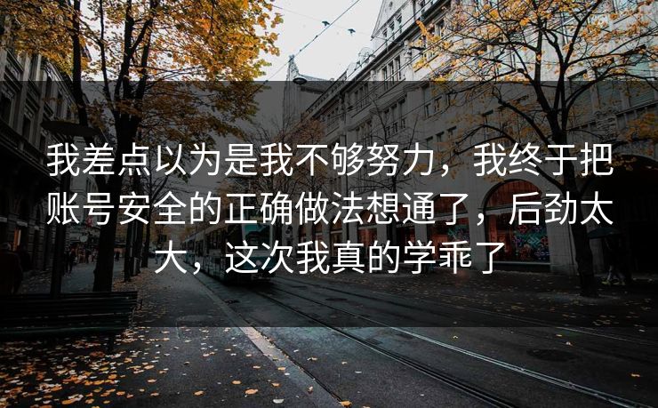 我差点以为是我不够努力,我终于把账号安全的正确做法想通了,后劲太大,这次我真的学乖了 第1张 我差点以为是我不够努力,我终于把账号安全的正确做法想通了,后劲太大,这次我真的学乖了 第1张