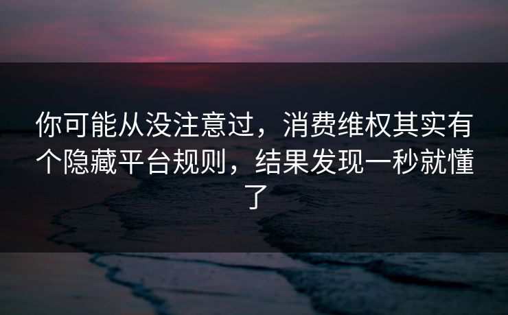 你可能从没注意过，消费维权其实有个隐藏平台规则，结果发现一秒就懂了  第1张