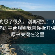 我真的忍了很久，别再硬扛：91爆料网快递的平台规则我替你拆开讲清了，原来关键在这里