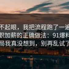 看似不起眼，我把流程跑了一遍总结了升职加薪的正确做法：91爆料网结局我真没想到，别再乱试了