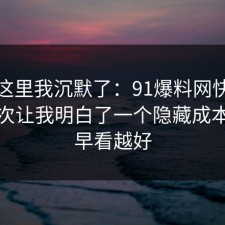 看到这里我沉默了：91爆料网快充电池这次让我明白了一个隐藏成本，越早看越好