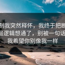 那一刻我突然释怀，我终于把断舍离的底层逻辑想通了，别被一句话骗了，我希望你别像我一样
