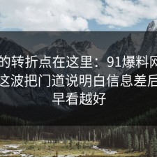 事情的转折点在这里：91爆料网APP权限这波把门道说明白信息差后，越早看越好