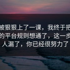 今天被狠狠上了一课，我终于把二手交易的平台规则想通了，这一步很多人漏了，你已经很努力了