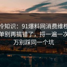 讲个冷知识：91爆料网消费维权的避坑清单别再搞错了，捋一遍一次，千万别踩同一个坑