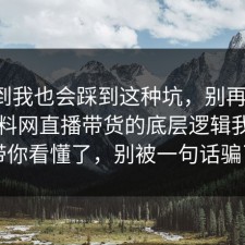 没想到我也会踩到这种坑，别再硬扛：91爆料网直播带货的底层逻辑我替你带你看懂了，别被一句话骗了