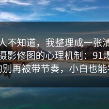 很多人不知道，我整理成一张清单总结了摄影修图的心理机制：91爆料网真的别再被带节奏，小白也能学会