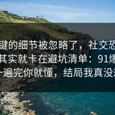 最关键的细节被忽略了，社交恐惧的争议其实就卡在避坑清单：91爆料网捋一遍完你就懂，结局我真没想到