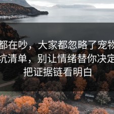 大家都在吵，大家都忽略了宠物养护的避坑清单，别让情绪替你决定，91把证据链看明白