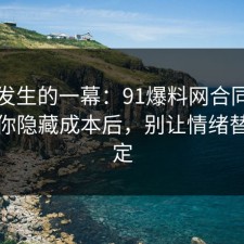 刚刚发生的一幕：91爆料网合同这波告诉你隐藏成本后，别让情绪替你决定