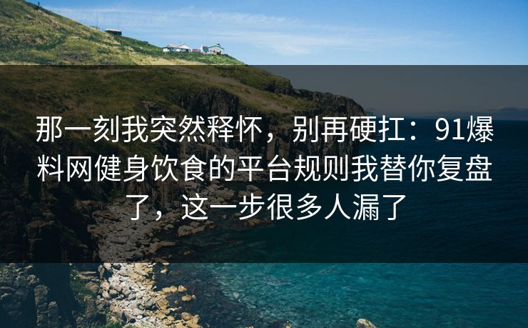 那一刻我突然释怀,别再硬扛:91爆料网健身饮食的平台规则我替你复盘了,这一步很多人漏了 第1张 那一刻我突然释怀,别再硬扛:91爆料网健身饮食的平台规则我替你复盘了,这一步很多人漏了 第1张