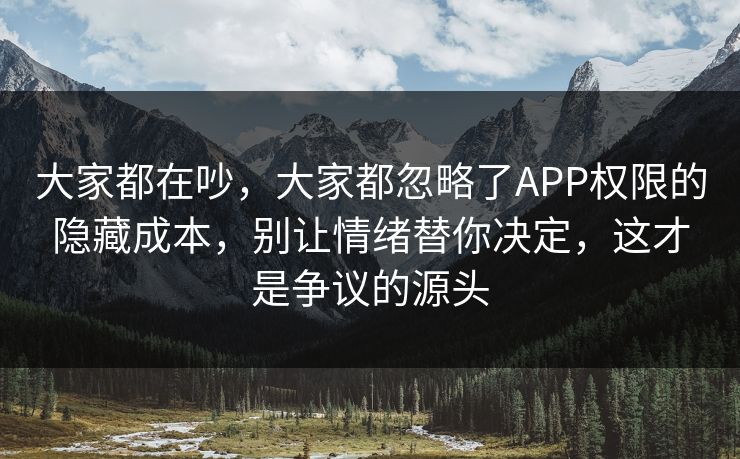 大家都在吵，大家都忽略了APP权限的隐藏成本，别让情绪替你决定，这才是争议的源头