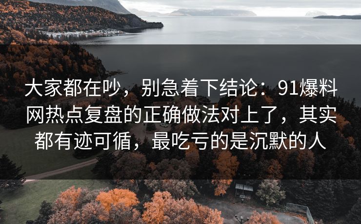 大家都在吵，别急着下结论：91爆料网热点复盘的正确做法对上了，其实都有迹可循，最吃亏的是沉默的人