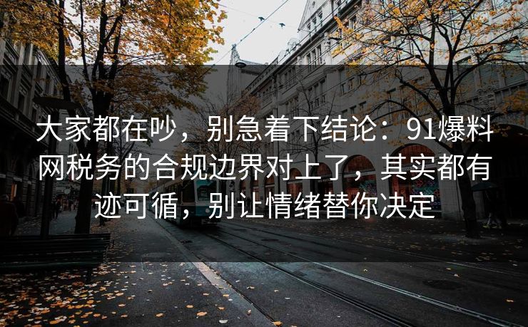 大家都在吵，别急着下结论：91爆料网税务的合规边界对上了，其实都有迹可循，别让情绪替你决定