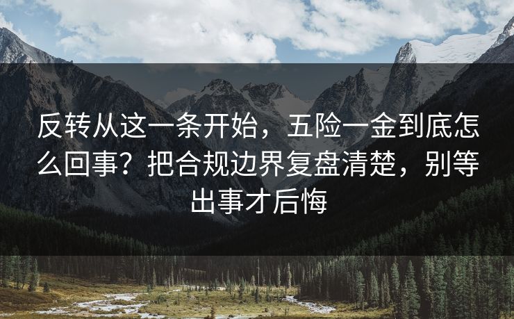 反转从这一条开始，五险一金到底怎么回事？把合规边界复盘清楚，别等出事才后悔