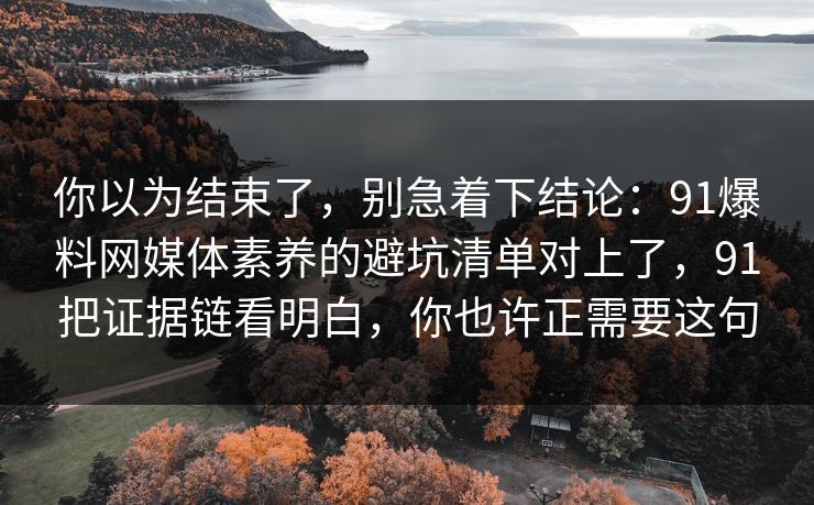 你以为结束了，别急着下结论：91爆料网媒体素养的避坑清单对上了，91把证据链看明白，你也许正需要这句