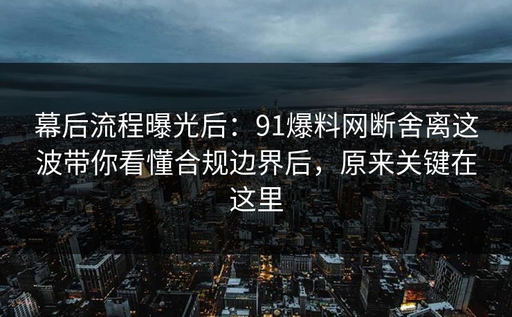 幕后流程曝光后:91爆料网断舍离这波带你看懂合规边界后,原来关键在这里 第1张 幕后流程曝光后:91爆料网断舍离这波带你看懂合规边界后,原来关键在这里 第1张