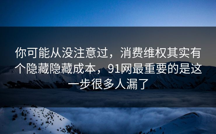 你可能从没注意过，消费维权其实有个隐藏隐藏成本，91网最重要的是这一步很多人漏了  第1张