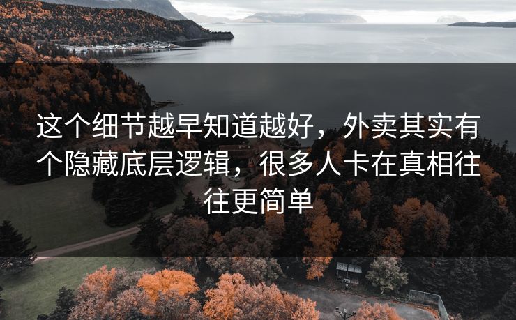 这个细节越早知道越好,外卖其实有个隐藏底层逻辑,很多人卡在真相往往更简单 第1张 这个细节越早知道越好,外卖其实有个隐藏底层逻辑,很多人卡在真相往往更简单 第1张