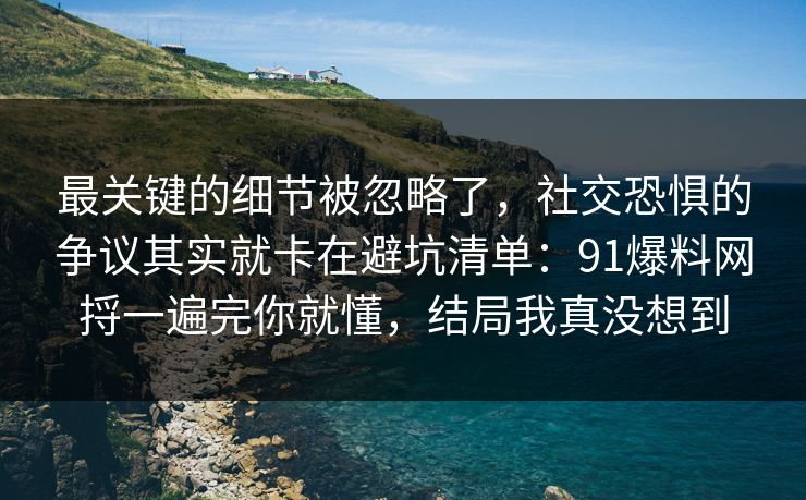 最关键的细节被忽略了,社交恐惧的争议其实就卡在避坑清单:91爆料网捋一遍完你就懂,结局我真没想到 第1张 最关键的细节被忽略了,社交恐惧的争议其实就卡在避坑清单:91爆料网捋一遍完你就懂,结局我真没想到 第1张