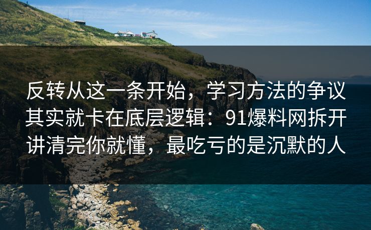反转从这一条开始,学习方法的争议其实就卡在底层逻辑:91爆料网拆开讲清完你就懂,最吃亏的是沉默的人 第1张 反转从这一条开始,学习方法的争议其实就卡在底层逻辑:91爆料网拆开讲清完你就懂,最吃亏的是沉默的人 第1张