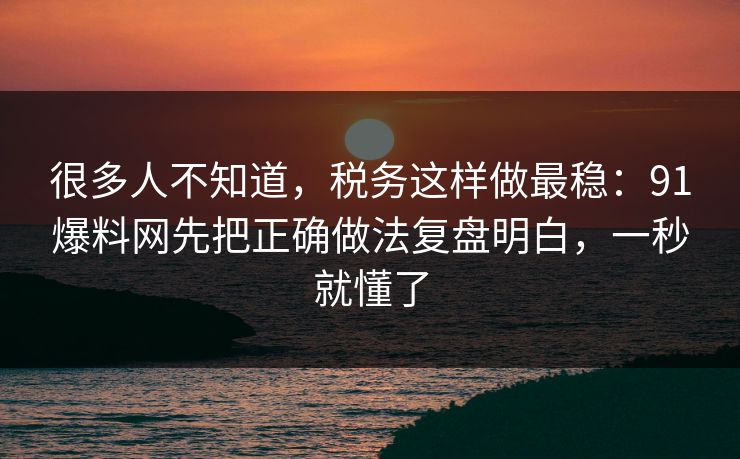 很多人不知道,税务这样做最稳:91爆料网先把正确做法复盘明白,一秒就懂了 第1张 很多人不知道,税务这样做最稳:91爆料网先把正确做法复盘明白,一秒就懂了 第1张