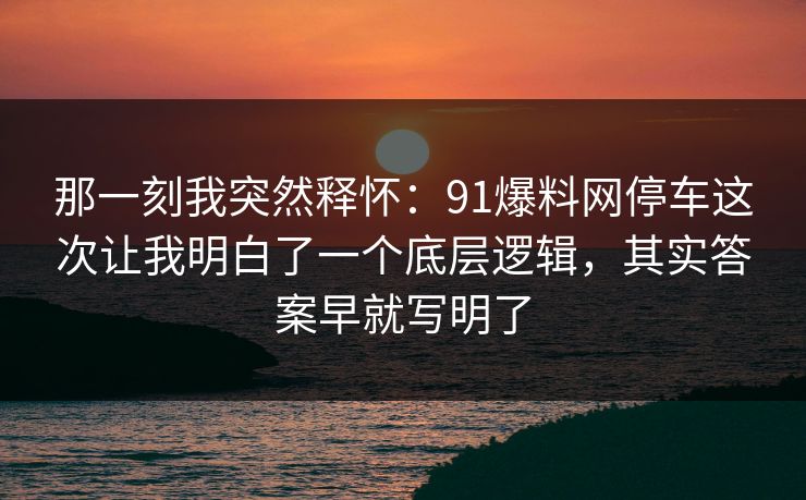 那一刻我突然释怀:91爆料网停车这次让我明白了一个底层逻辑,其实答案早就写明了 第1张 那一刻我突然释怀:91爆料网停车这次让我明白了一个底层逻辑,其实答案早就写明了 第1张